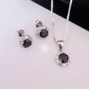 Conjunto Ponto de Luz Pedra 6mm cor preta