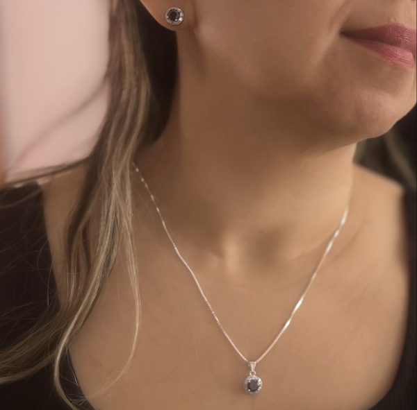 Conjunto Ponto de Luz Pedra 6mm cor preta - Imagem 3
