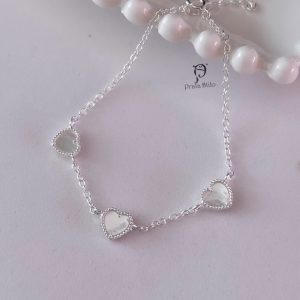 Pulseira três corações Madre Pérola