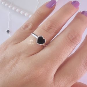 Anel coração ônix