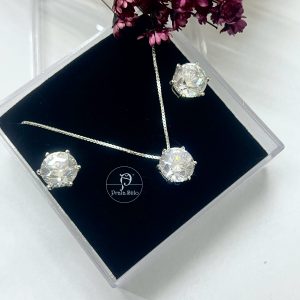 Conjunto Ponto de Luz pedra Moissanite