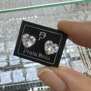 Brinco coração zircônia M