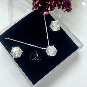 Conjunto ponto de luz pedra Moissanite