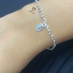 Pulseira elos com pingente Nossa Senhora das Graças