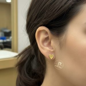 Brinco chapinha coração 1 OURO 18K