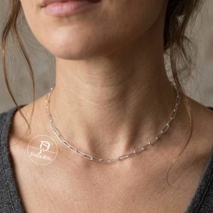 Colar choker elos retangulares