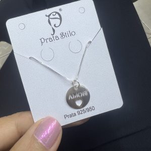 Colar com pingente redoma AMOR (laser)