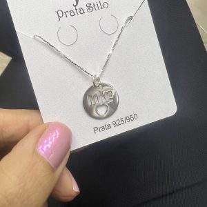 Colar com pingente redoma MÃE (laser)