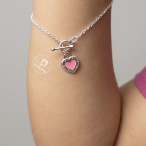 Pulseira coração rosa