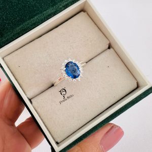 Anel pedra azul central